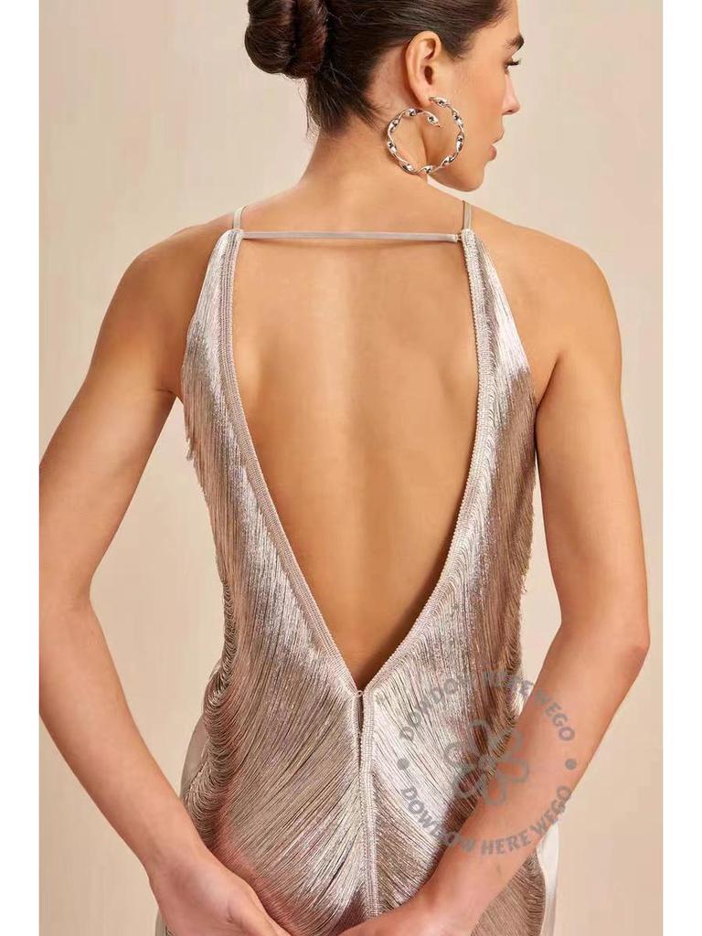 2026 European & American Fashion Tassel Halter Backless Dress - Spring/Summer Collection