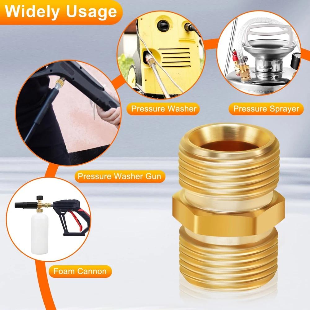 Brass M22 Hose Connector 15mm Female To 14mm Male, High Pressure Washer Extension Coupler Adapter for Power Washer Hose