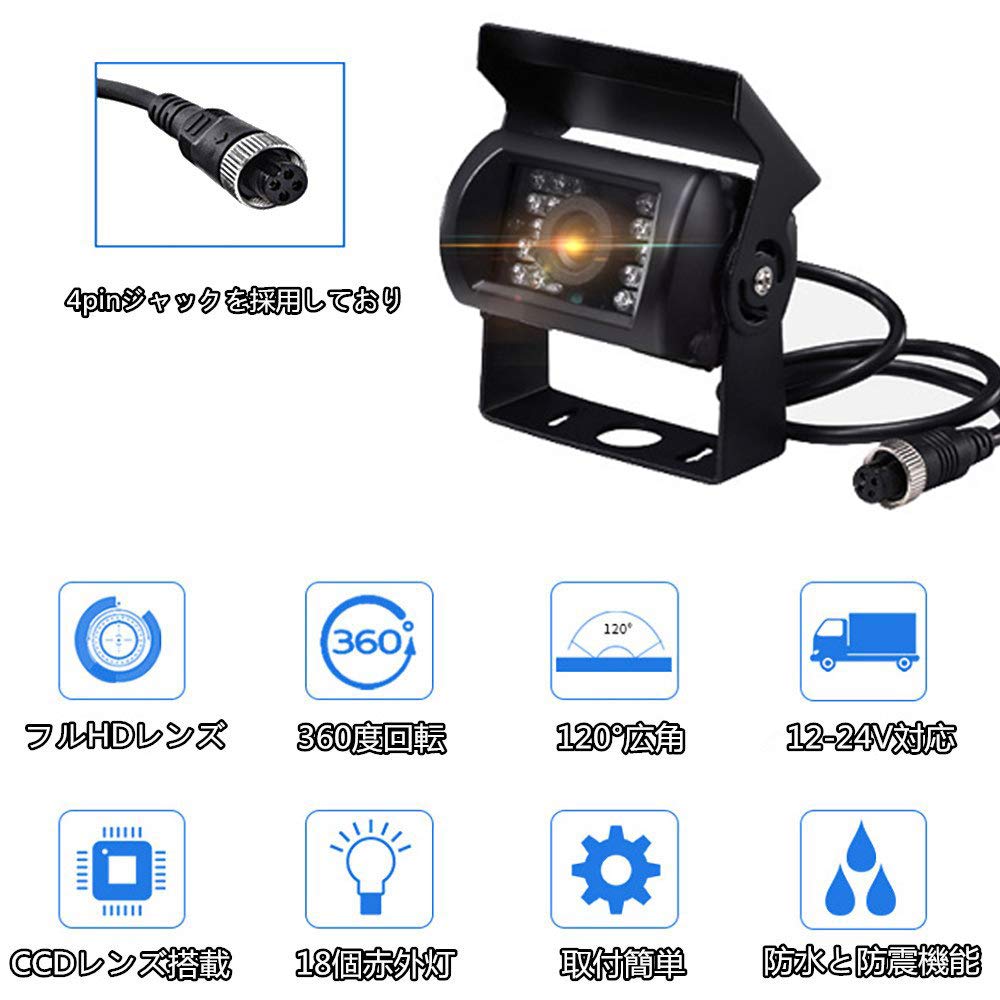 AIEK Rearview Mirror Monitor CCD Lens LED Backup Camera with 15m Coaxial Extension Auto Night Vision Switching Compatible with Heavy Passenger and