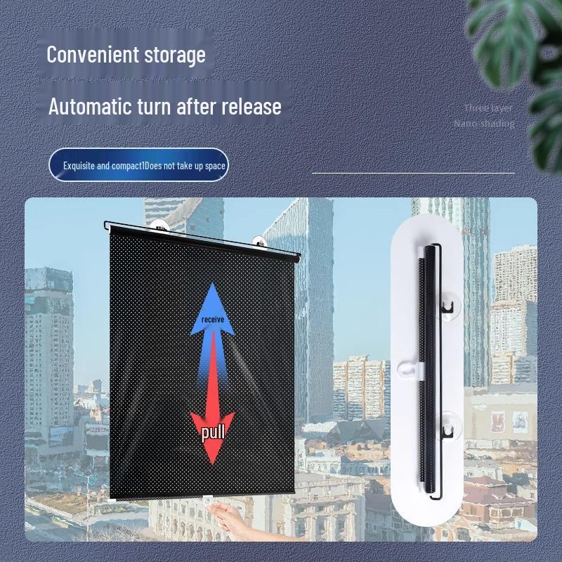 Einziehbare Verdunklungsrollos mit Saugnäpfen für Küche, Büro oder Wintergarten