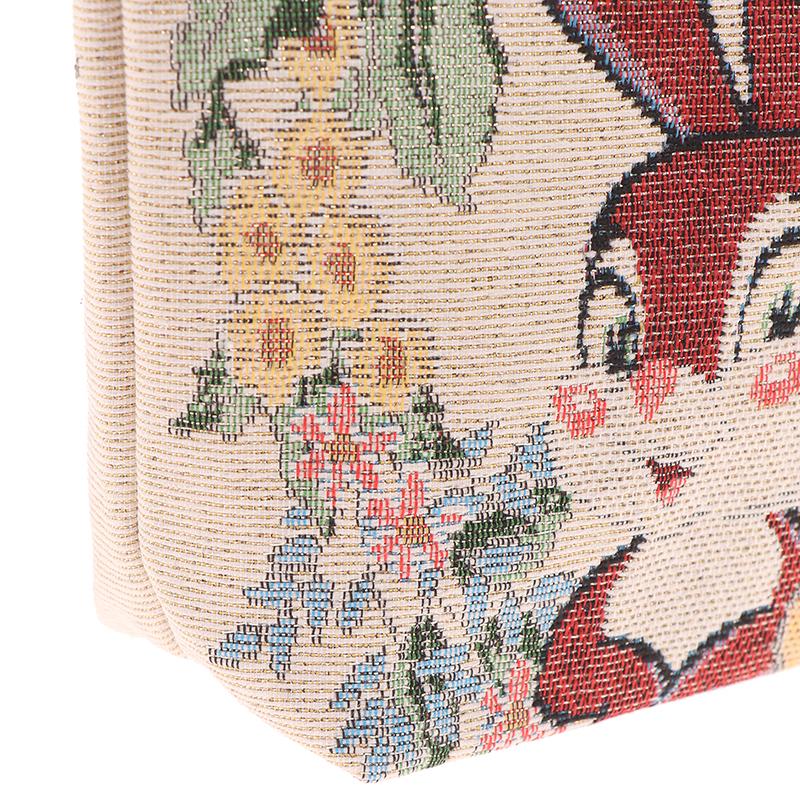 Embroidery Canvas Bag Cute Butterfly Rabbit Peony Tote Bag Small Shoulder Traveling Pouch Handbag Grocery Storage Bag