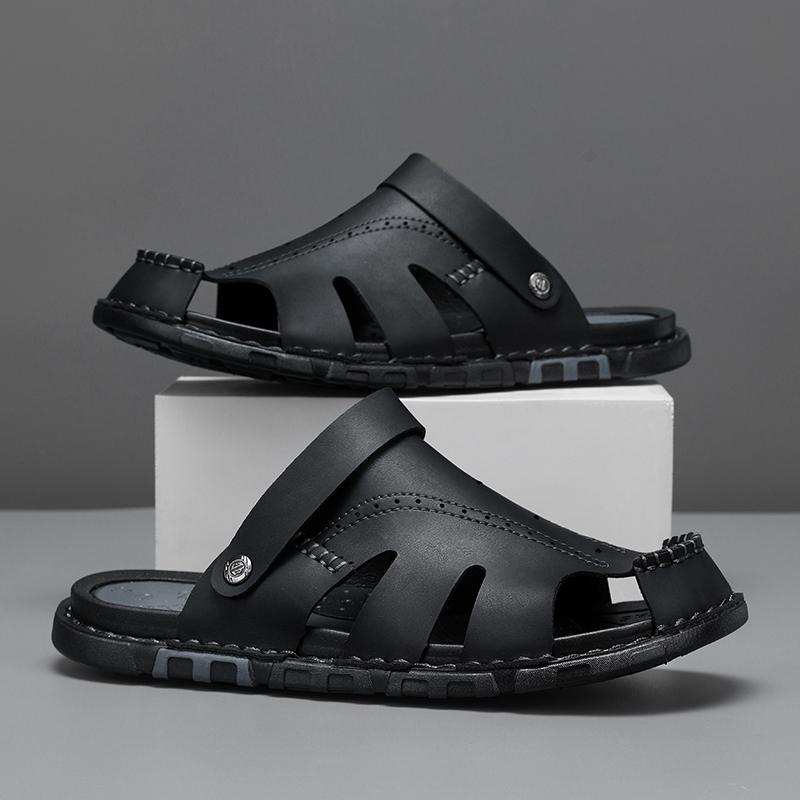Mens Summer Slippers Casual Shoes Beach Sandals Outdoor Slides Leather Walking Comfort Luxury Designer Lightweight Fashion