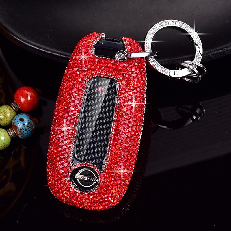 Women's Diamond Car Key Cover for Nissan 14th Gen Sylphy, Qashqai, Teana, X-Trail, Tiida, Murano, Terra