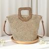 2025 new oblique span hand-carry dual-purpose papyrus woven bag fashionable Mori summer vacation commuter hand-woven bag