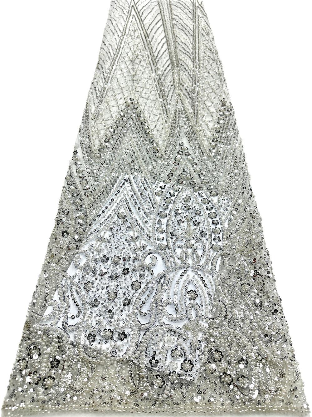 

Royal Blue African Sequins Lace Fabric 2026 High Quality Tulle Lace Fabric Embroidered Beads Nigerian Fabric for Wedding Dress 5 yards&120cm