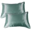 2pcs 75 X 150D Satin Pillowcase Soft Pillow Cover With Envelope Sealed Beddings Vert