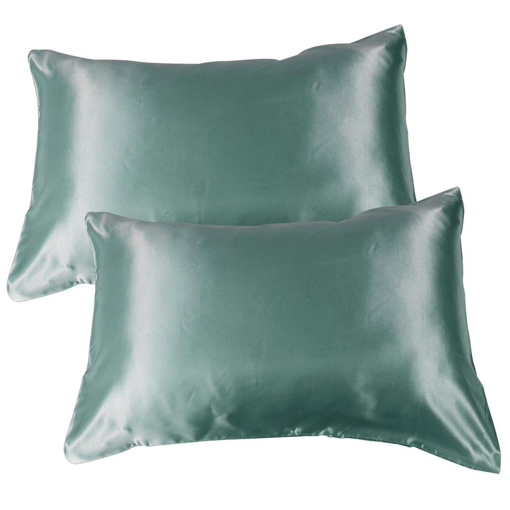 2pcs 75 X 150D Satin Pillowcase Soft Pillow Cover With Envelope Sealed Beddings Vert