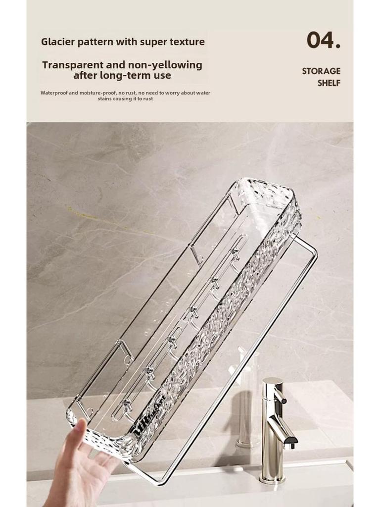 Punch-Free Wall-Mounted Bathroom Storage Rack for Toilets and Washbasins