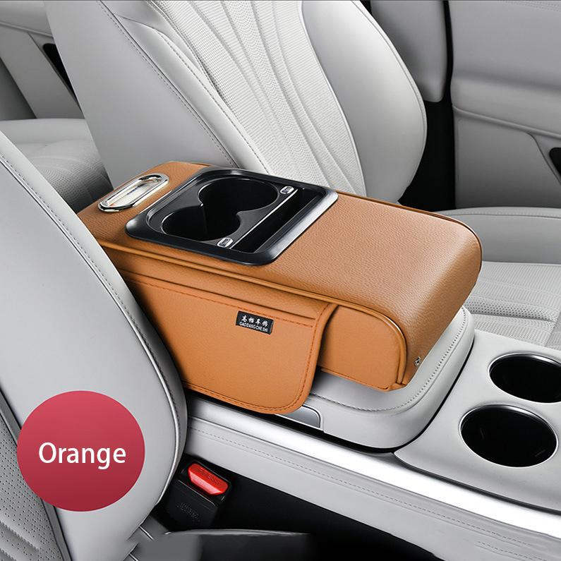 Multi-Function Portcar Armrest Box Booster Pad With Usb Port Car Tissue Box Center Armrest Box Storage With Water Cup Holder