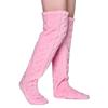 Women Furry Thigh High Slipper Socks Solid Color Cable Pattern Fleece Fuzzy Over Knee Stockings Winter Warm Leg Warmers