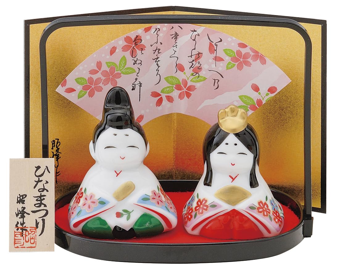 Hina Osana Dairi White Flat Emperor and Empress Hina Peach Interior Dolls, Hina, Nishiki-iro Hina, Porcelain, Display, Set, Compact, Matsuri,