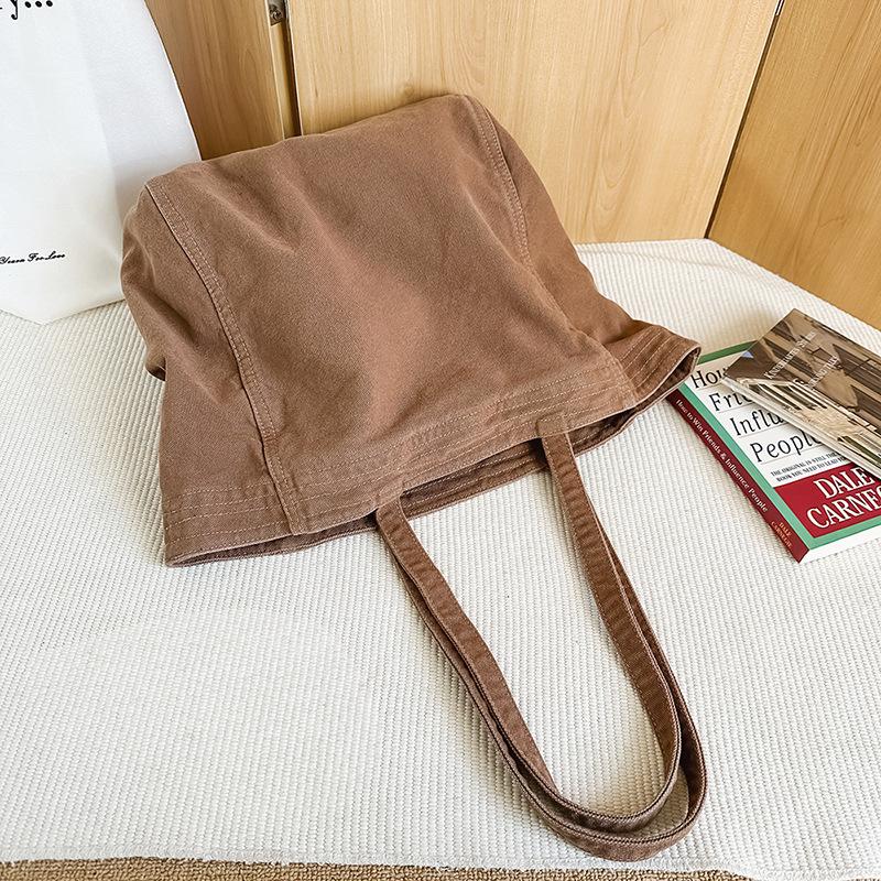 

Vintage canvas bag women s large capacity handbag commuter make-up canvas bag student school bag tote bag коричневый