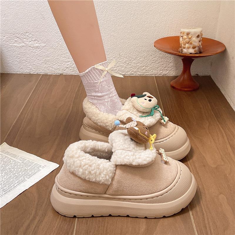 Women's Large Size Soft Sole Heightening Winter Warm Fur Snow Boots Padded Lined Ankle Boots Anti-slip Hiking Casual Sports Cotton Boots