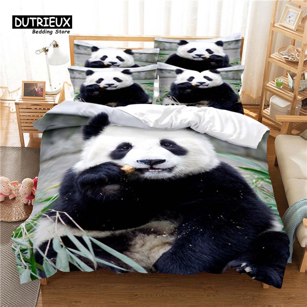National Treasure Panda Bedding Set, 3Pcs Duvet Cover Set, Soft Comfortable Breathable Duvet Cover, For Bedroom Guest Room Decor