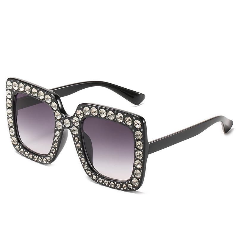 Vintage Oversized Square Sunglasses Women Luxury Crystal Rhinestone Eyewear Colorful Diamond Big Frame Sun Glasses