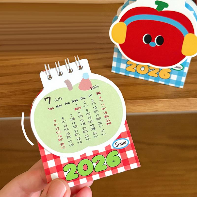 2026 Horse Year Mini Desk Calendar Cartoon Portable Coil Monthly Calendar Planner Office And Home Decor New Year'S Present