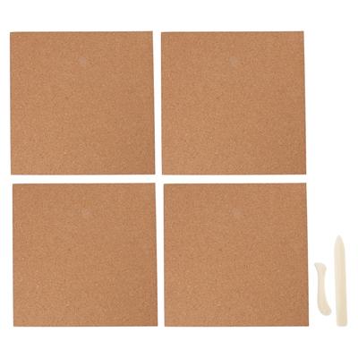 4 STÜCK Buntglas Arbeitsmatte Foursquare Hitzebeständige Korkplatte Selbstklebende Wandtafel mit 2