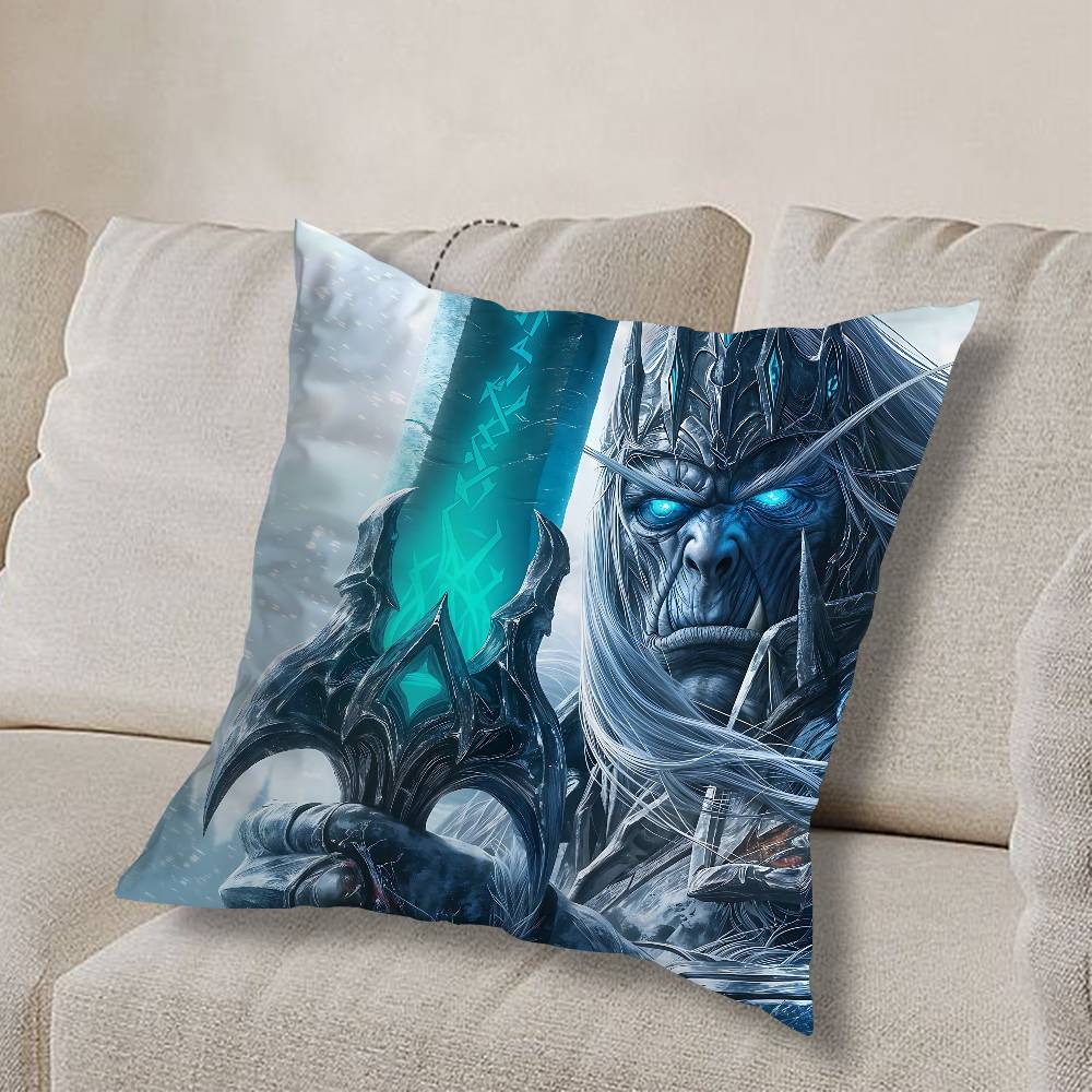 GAME W-World Of Warcraft-ES Pillow Case Anti-dustmite Pillowcase Invisible Zipper Silky Short Plush Sofa Cushion Cover