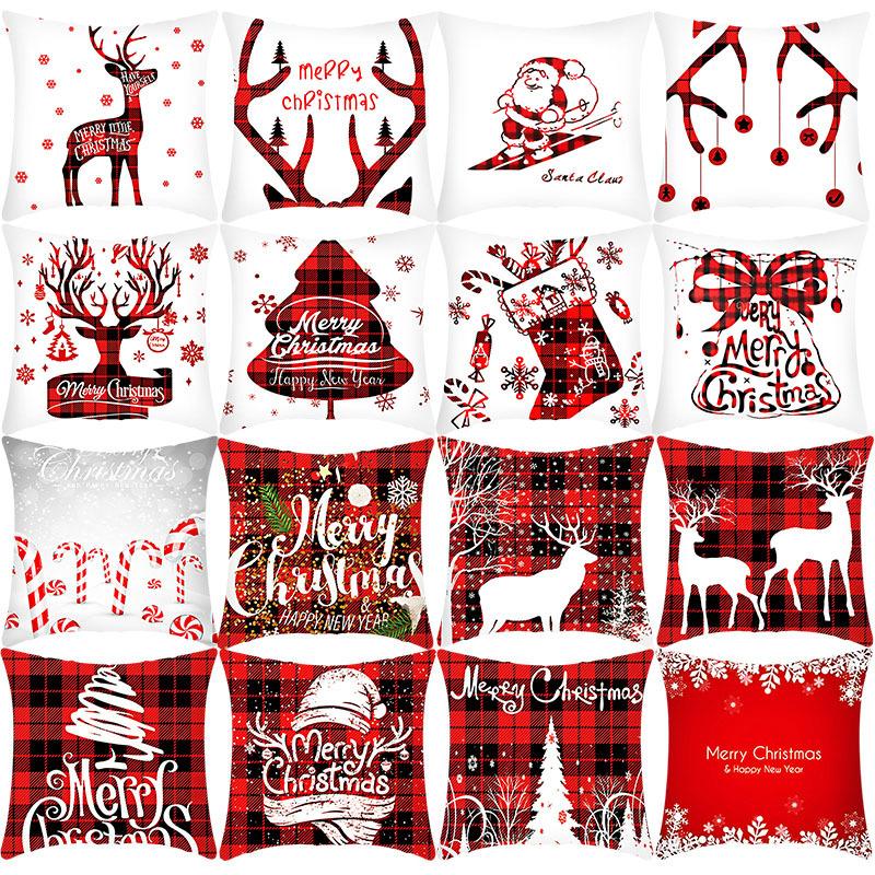 Cheap Christmas Cushion Cover 45x45 Inch Red Merry Christmas Printed