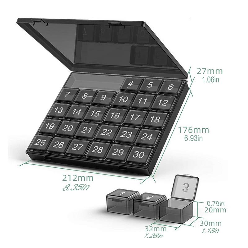 Monthly Pill Organizer - Large Compartments Portable Case for Travel, One Month Pill Cases Medicine Organizer for Vitamin