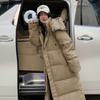 Herfst en Winter Mode Losse Katoenen Jas met Capuchon Dames Lange Bovenkleding Over de Knie Donsjas Dikke Broodjas Warme Jas