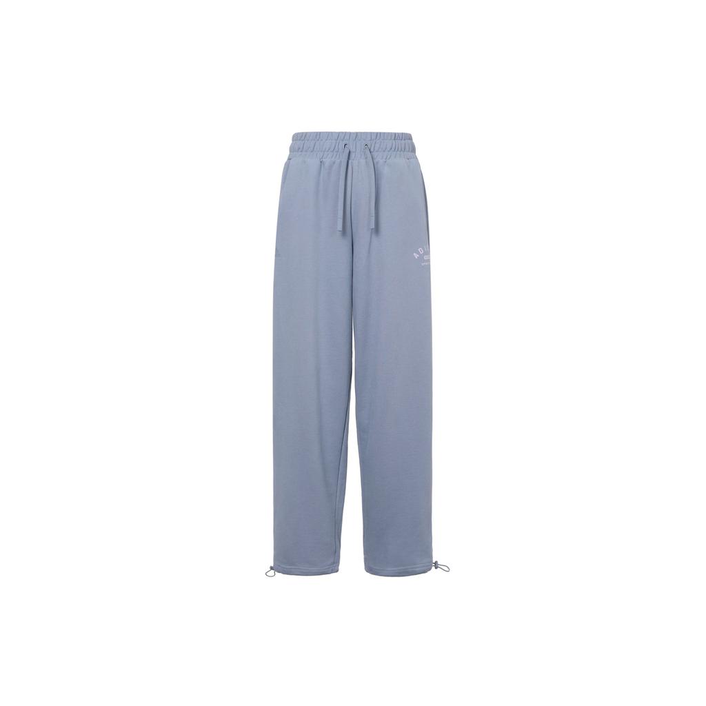 Adidas SS23 Solid Color Long Drawstring Logo Knit Sports Pants Women Bottoms Silver Gray Violet IK3513