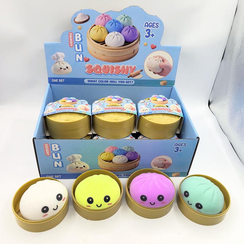 Colorful Simulated Dumpling Squishy Relaxing Relieve Anxiety Antistress Enhance Happiness Reusable Rebound Squeeze Reliever Toy