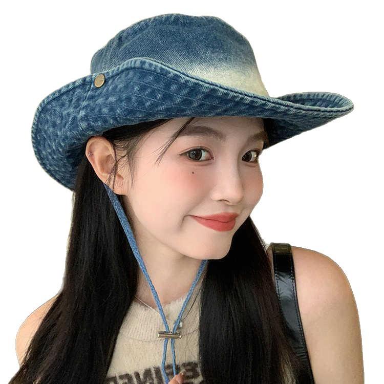 Vielseitiger gewaschener Cowboyhut Frühling und Herbst neuer lässiger Hut Kinder zeigen Gesicht kleiner Fischerhut Outdoor Kletterhut Tide