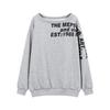 American-Style Oversized Off-Shoulder Sweater: Letter Print, Long Sleeve, Casual Loose Fit for Women In Early Autumn.