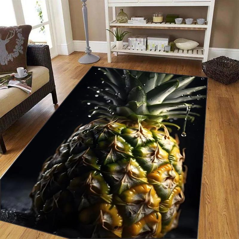 Large Realistic Apple Pattern Carpet for Living Room Bedroom Soft Anti Slip Washable Natural Fruit Style Home Decor Rug