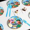 Star Baby Stitch Themed Tableware Set Flag Balloon Disposable Paper Plate Tissue Tablecloth Party
