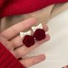 flocked rose earrings – אדום