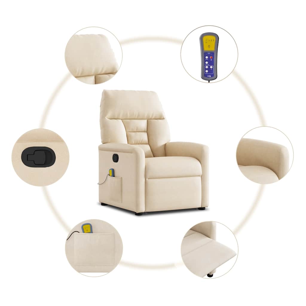 Recliner Chair with Lift Function Beige Microfiber Fabric