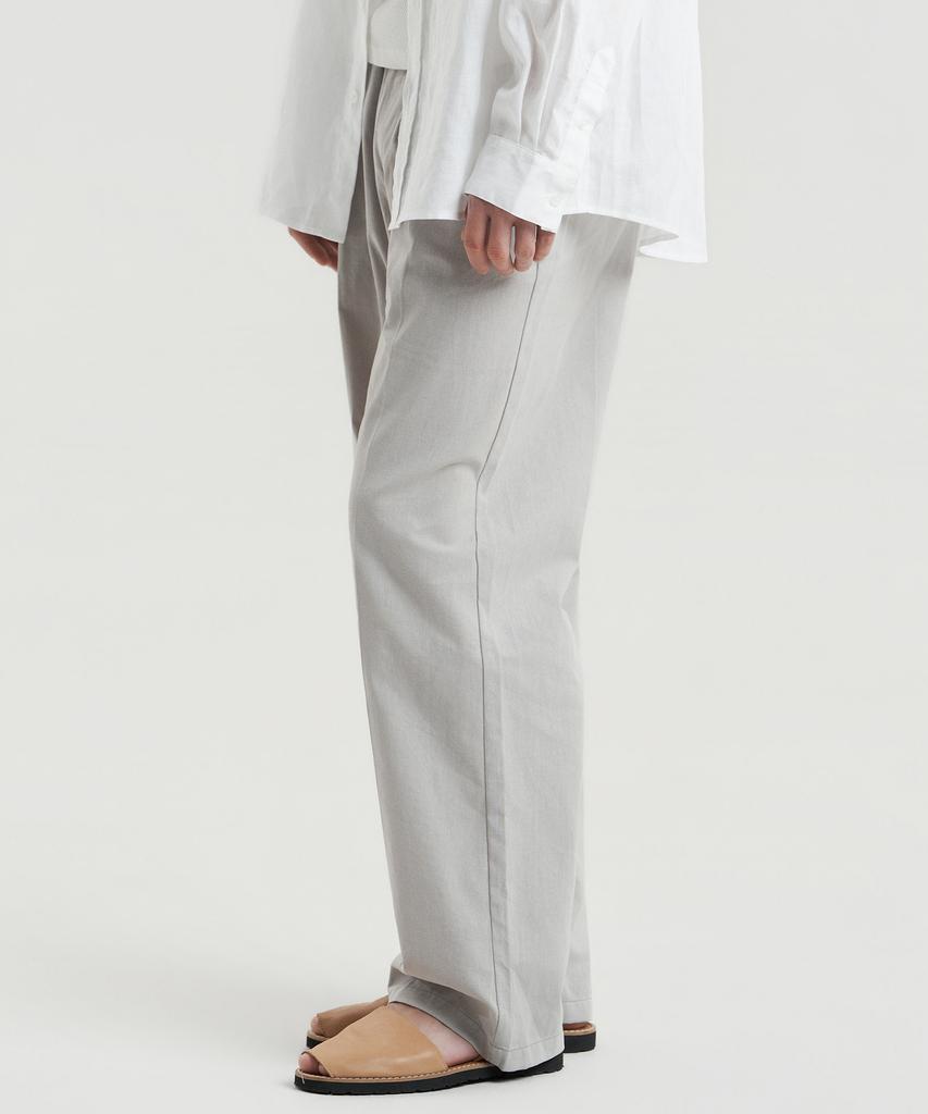 Delma Linen-Touch Semi-Wide Elastic Waist Pants - Sand