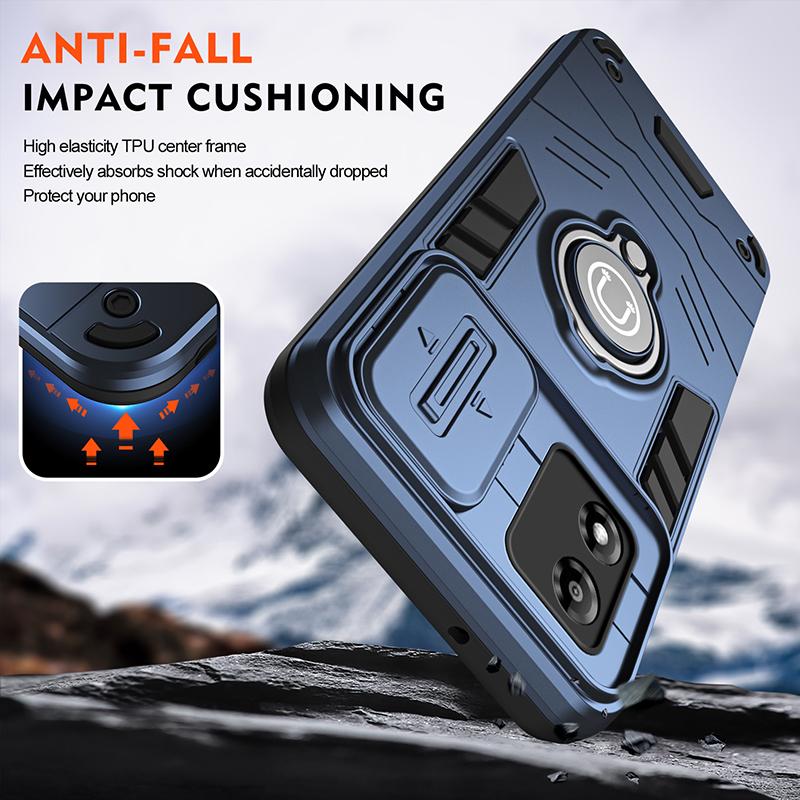 Moto E13 Shockproof Armor Case For Motorola Moto E13 With Car Magnetic Ring Holder Wireless Charging Phone Cover MOTO E13 Cases