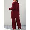QICED Two-piece Set: A Fashionable, Casual and Slimming Round-neck Long-sleeved Solid-color Knitted Suit