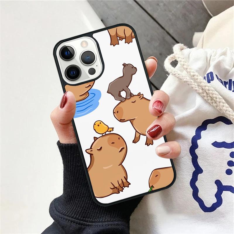 Cute Cartoon Capybara Phone Case For iPhone 17 Air 15 16 Cover 11 13 14 Pro Max 12 Plus Max Fundas