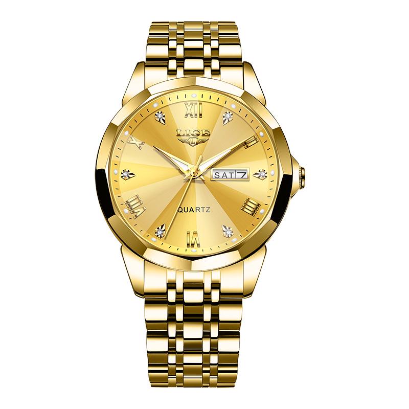 LIGE Men's Waterproof Luminous Quartz Watch – Dual Calendar, Multifunctional Business Wristwatch