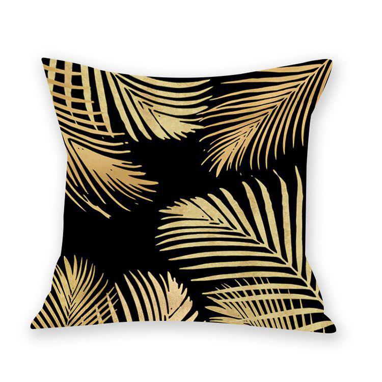 Printed Imitation Gold-pinning Plush Creative Leaf Pillowcase Style Pillow Waist Sofa Decoration