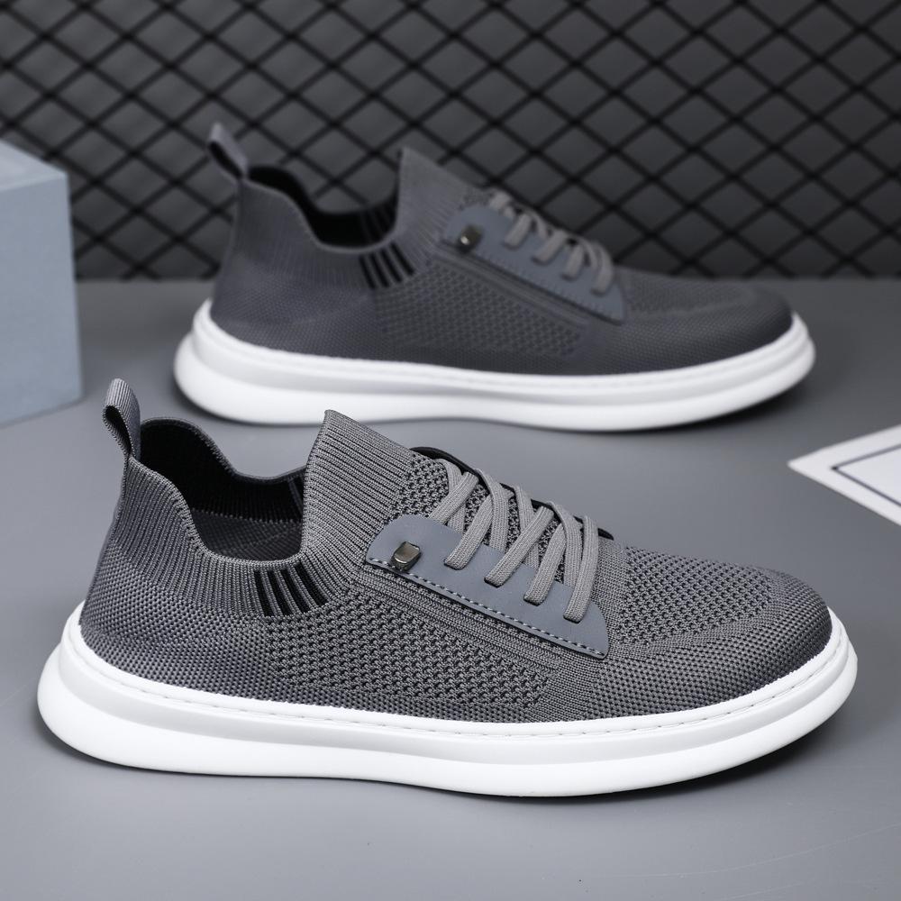 Summer mesh shoes breathable soft-soled running shoes men's thin low-top fly-woven shoes one-pedal casual sports shoes