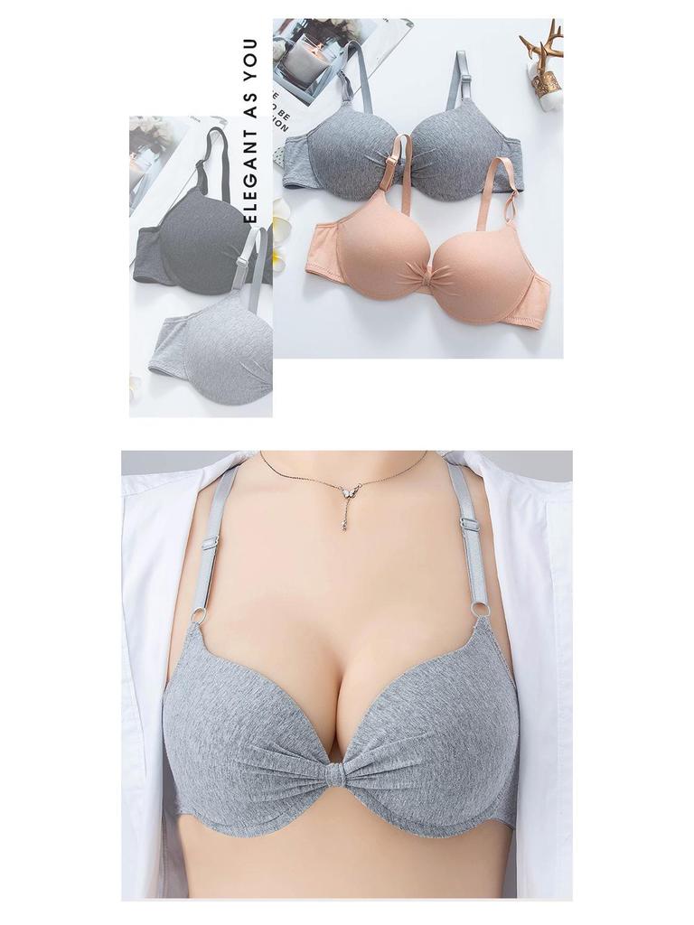 Women's Comfortable Cotton Push-Up Bra with Underwire and Adjustable Fit