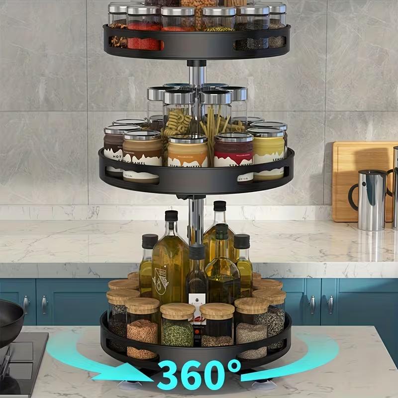 Rotatable Kitchen Storage Rack Kitchen Accessories Spice Storage Rack Clean Storage 360 Degrees Rotatable Organizer Turntable