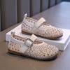 Flickor nät läderskor 2025 vår och höst nya barnskor liten flicka prinsesskor mjuk sula halkfria Doudou-skor mode