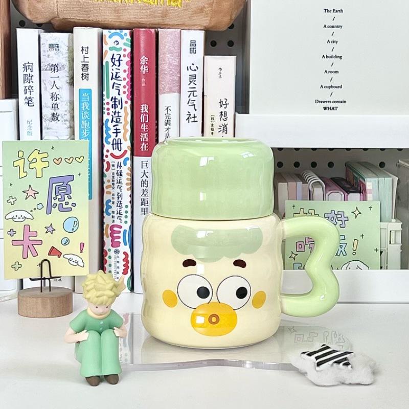 Milk Fufu Funny Clown Cup High Value Cute Ceramic Mug with Lid To Give Girl Girlfriend Birthday Gift