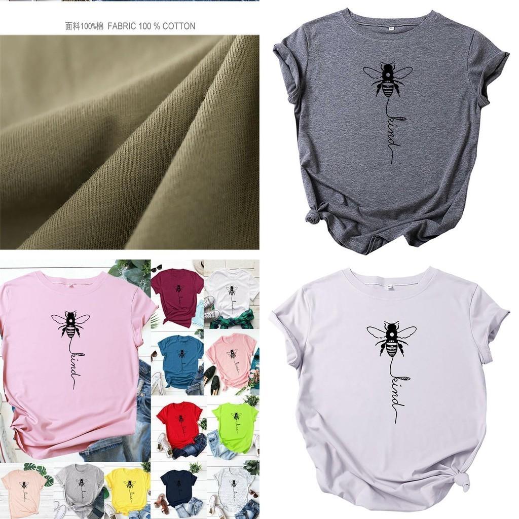 Women's Bee Printed Crew Neck T-shirts Featuring Soft Cotton Fabric For Comfort