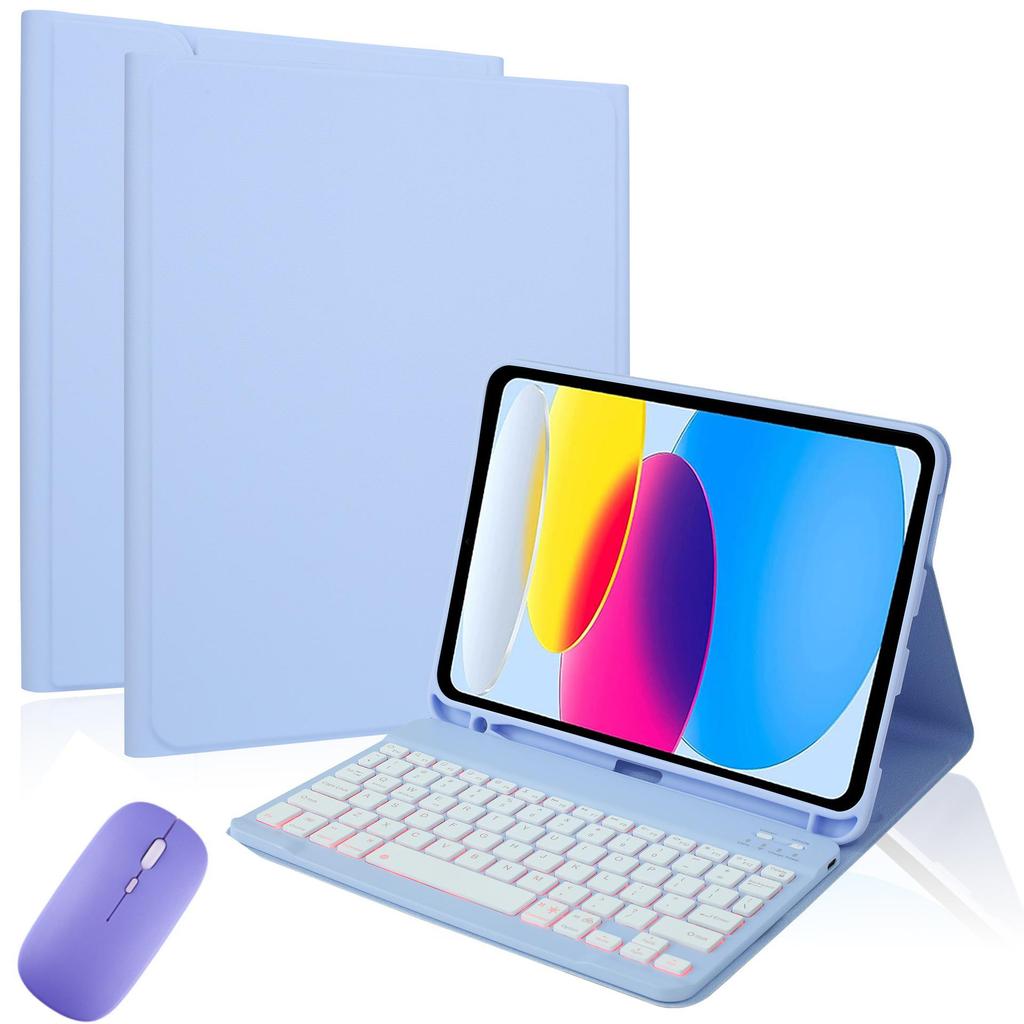 iPad 10.9" 9th Gen Magnetic Leather Case with Seven-Color Backlit Bluetooth Keyboard