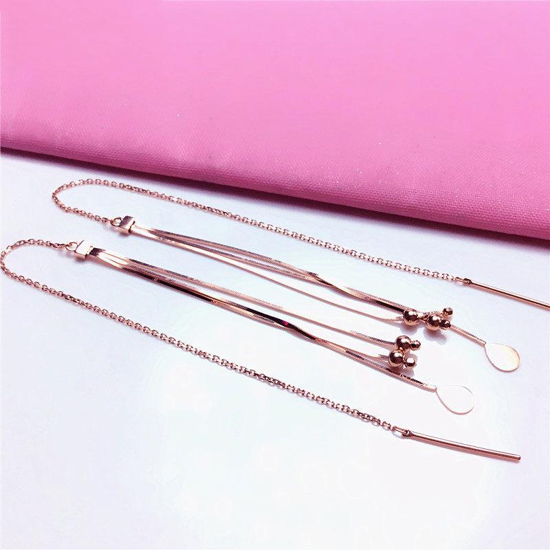 Цвет Золотой Фиолетовый Золотой Змеиная Кость Шар Кисточка Покрытые Розовым Золотом Серьги Изысканные Длинные Серьги