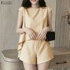 ZANZEA Women Sleeveless Vest Tops and Shorts Summer Two Piece Suit Sets