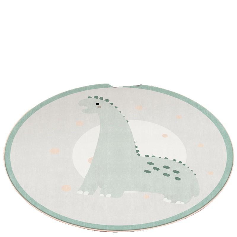 Cartoon Animal Faux Cashmere Rug - Cute Round Bedside Mat for Bedroom, Living Room, or Children's Playroom