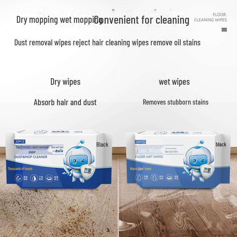 Disposable Electrostatic Wet & Dry Floor Cleaning Wipes for Dust and Hair Removal